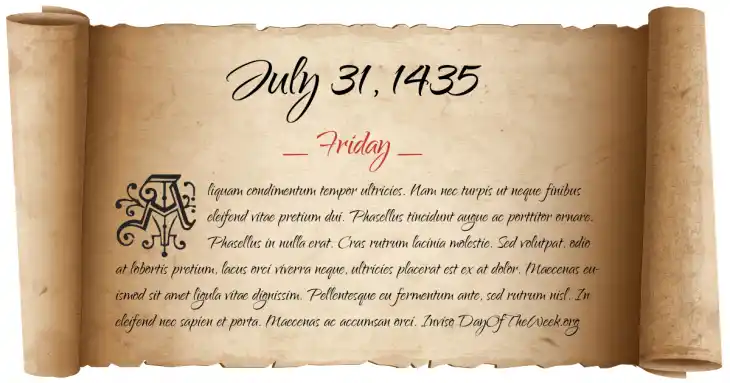 Friday July 31, 1435