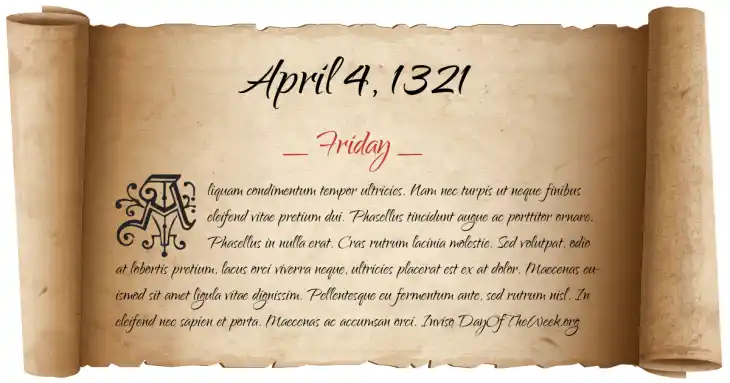 Friday April 4, 1321