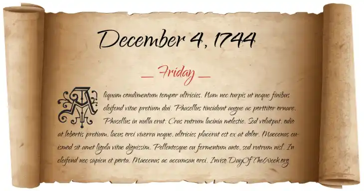 Friday December 4, 1744