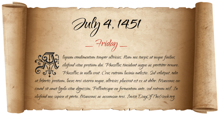 Friday July 4, 1451