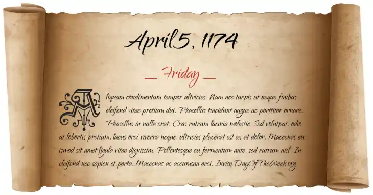 Friday April 5, 1174