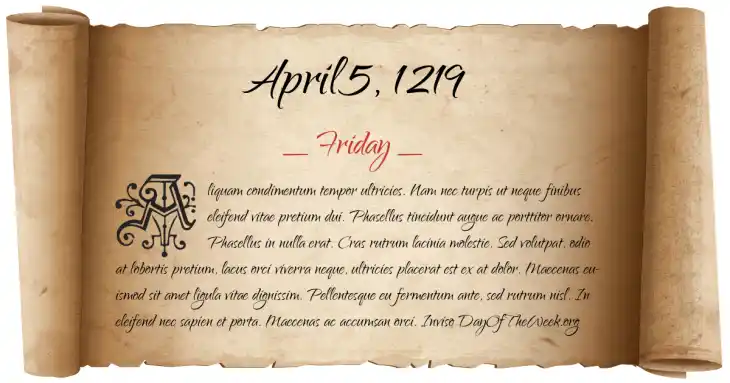 Friday April 5, 1219