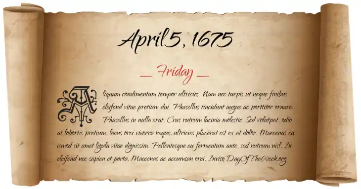 Friday April 5, 1675