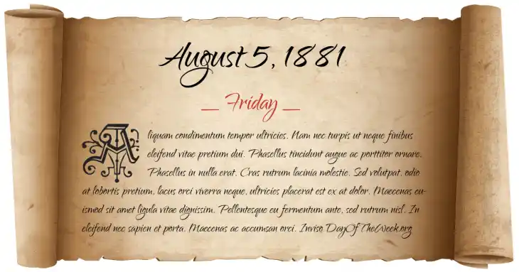 Friday August 5, 1881