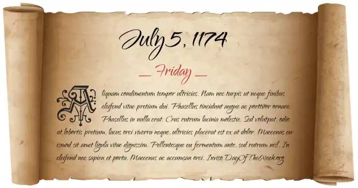 Friday July 5, 1174