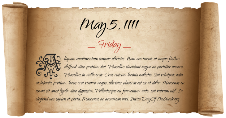 Friday May 5, 1111