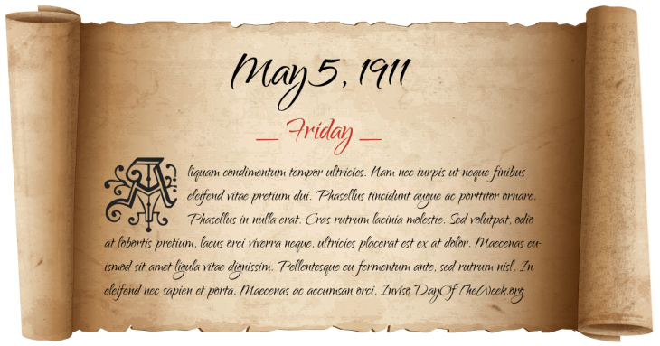 Friday May 5, 1911
