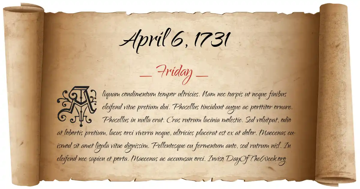 April 6, 1731 date scroll poster
