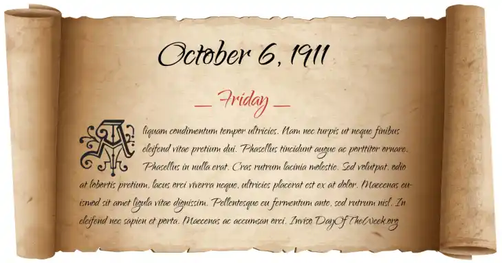 Friday October 6, 1911