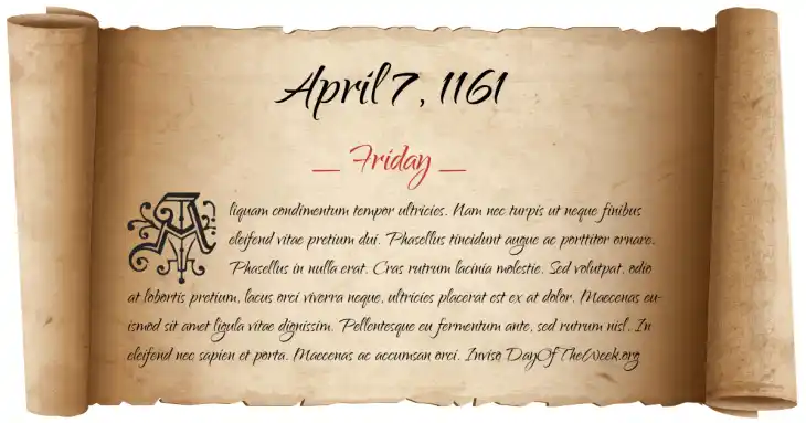 Friday April 7, 1161