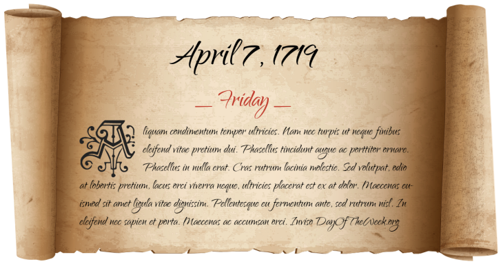 Friday April 7, 1719