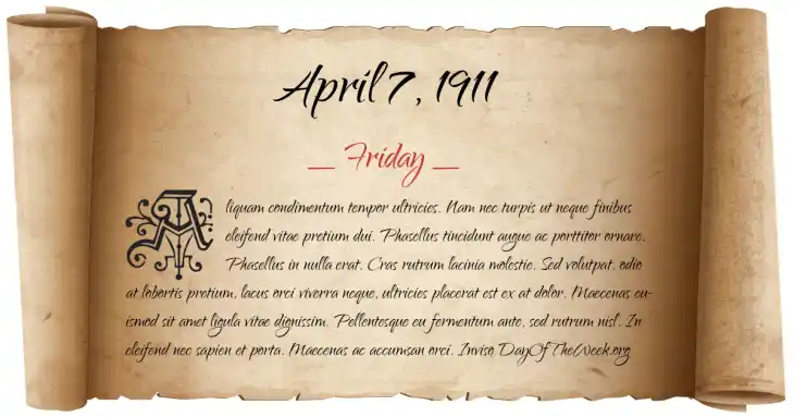 Friday April 7, 1911