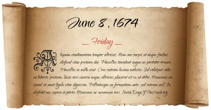 Friday June 8, 1674