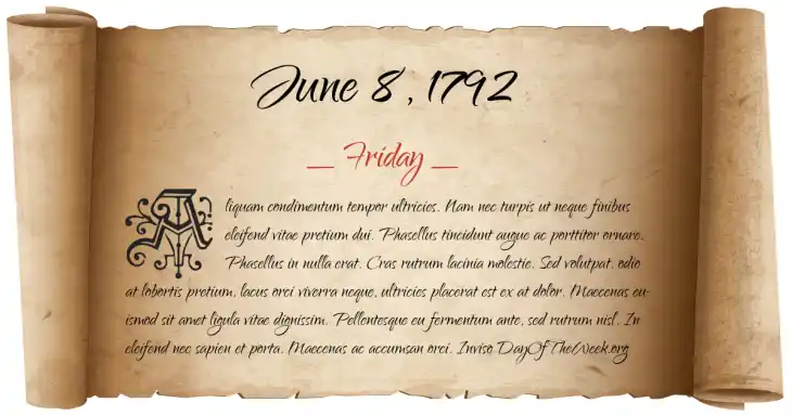 Friday June 8, 1792