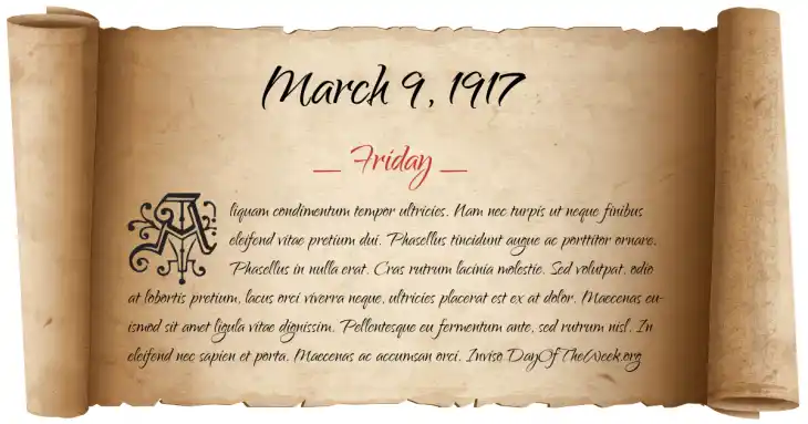 Friday March 9, 1917