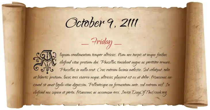 Friday October 9, 2111