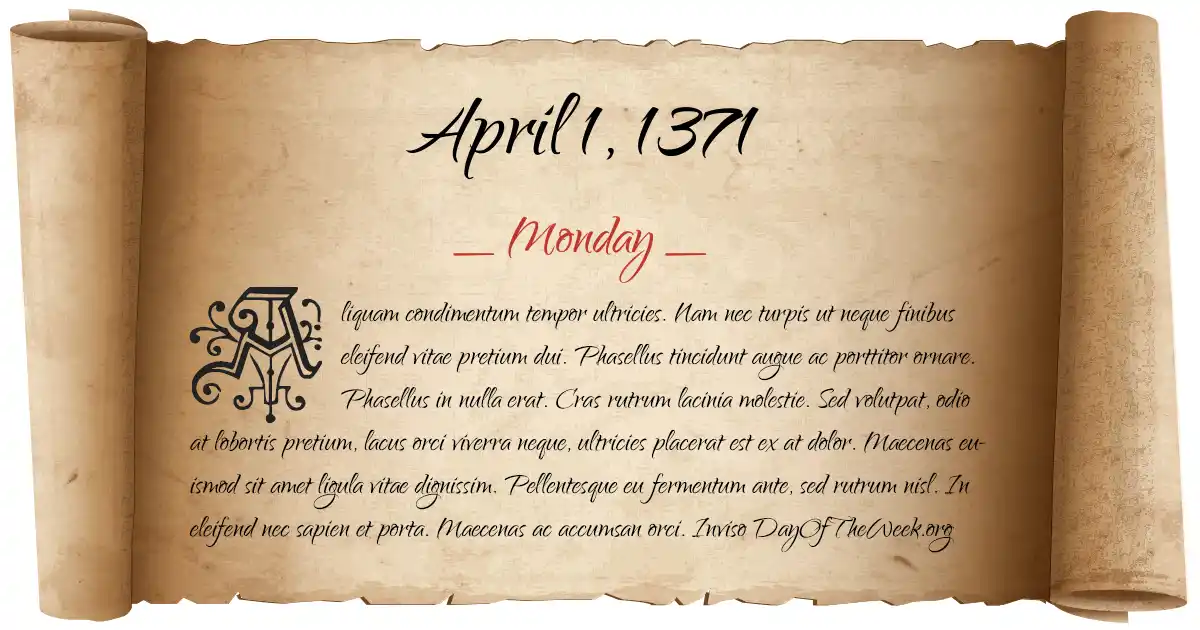 April 1, 1371 date scroll poster