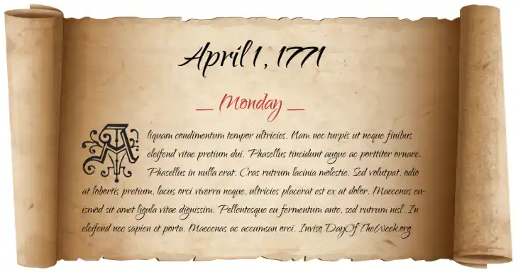 Monday April 1, 1771