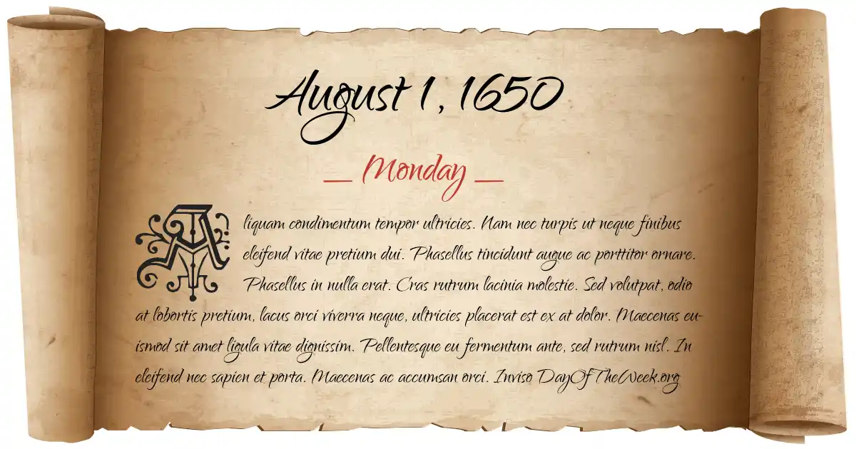 August 1, 1650 date scroll poster