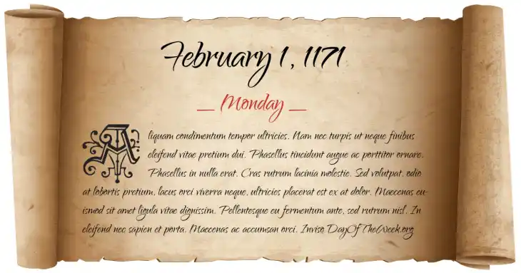 Monday February 1, 1171