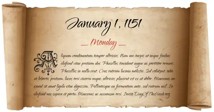 Monday January 1, 1151