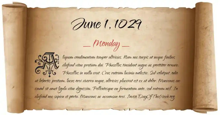 Monday June 1, 1029