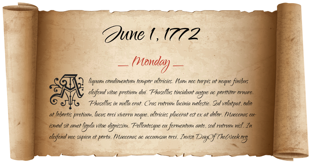 June 1, 1772 date scroll poster
