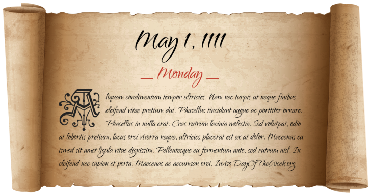 Monday May 1, 1111