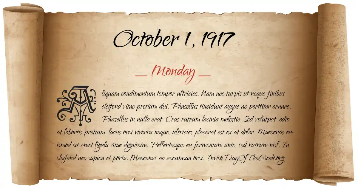 October 1, 1917 date scroll poster