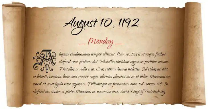Monday August 10, 1192