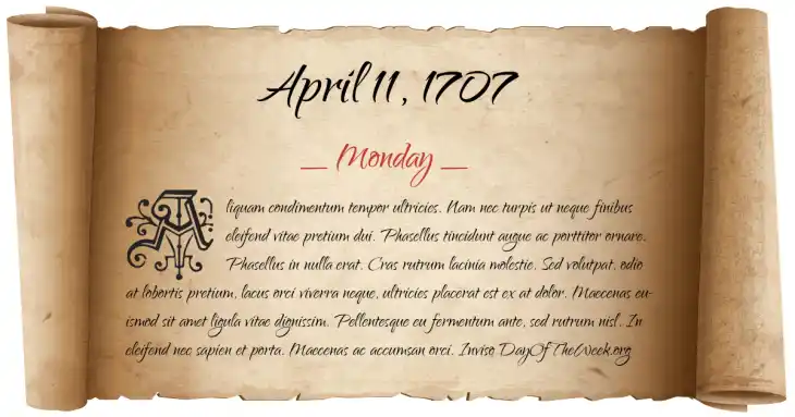 Monday April 11, 1707