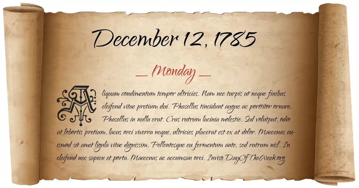 December 12, 1785 date scroll poster