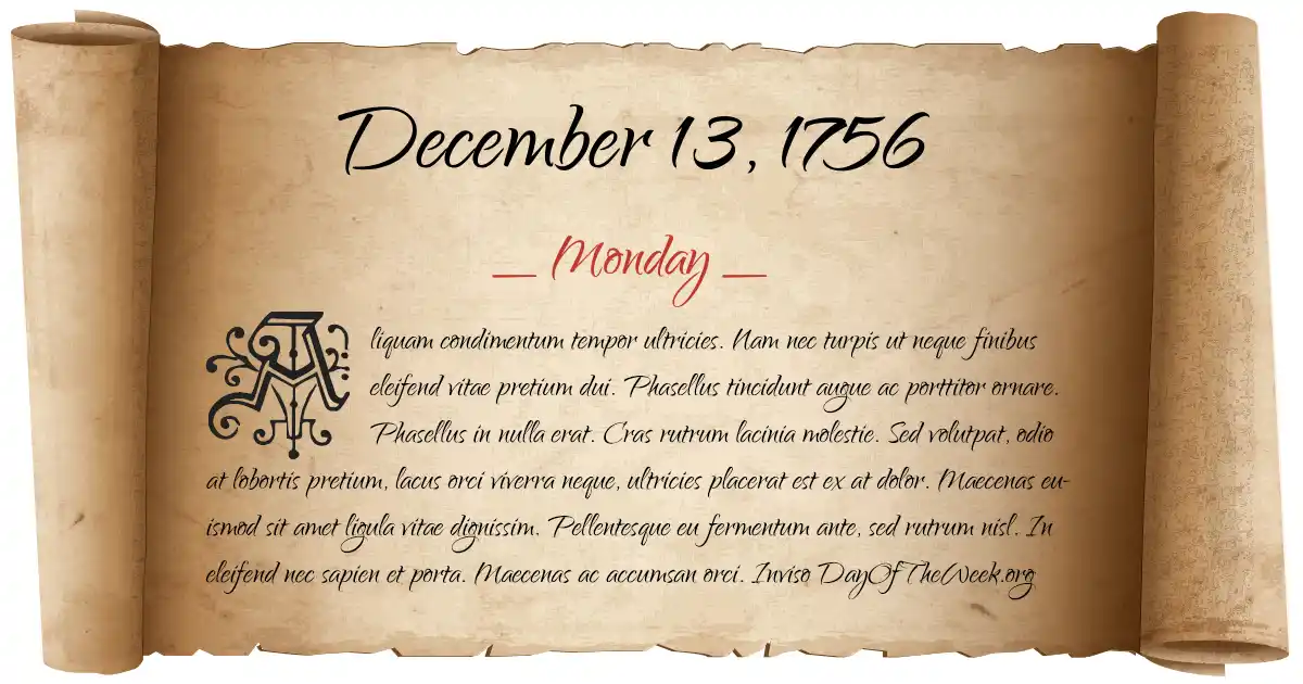 December 13, 1756 date scroll poster