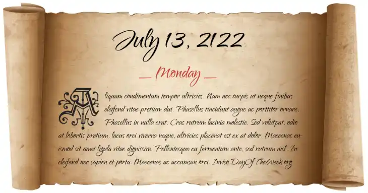 Monday July 13, 2122