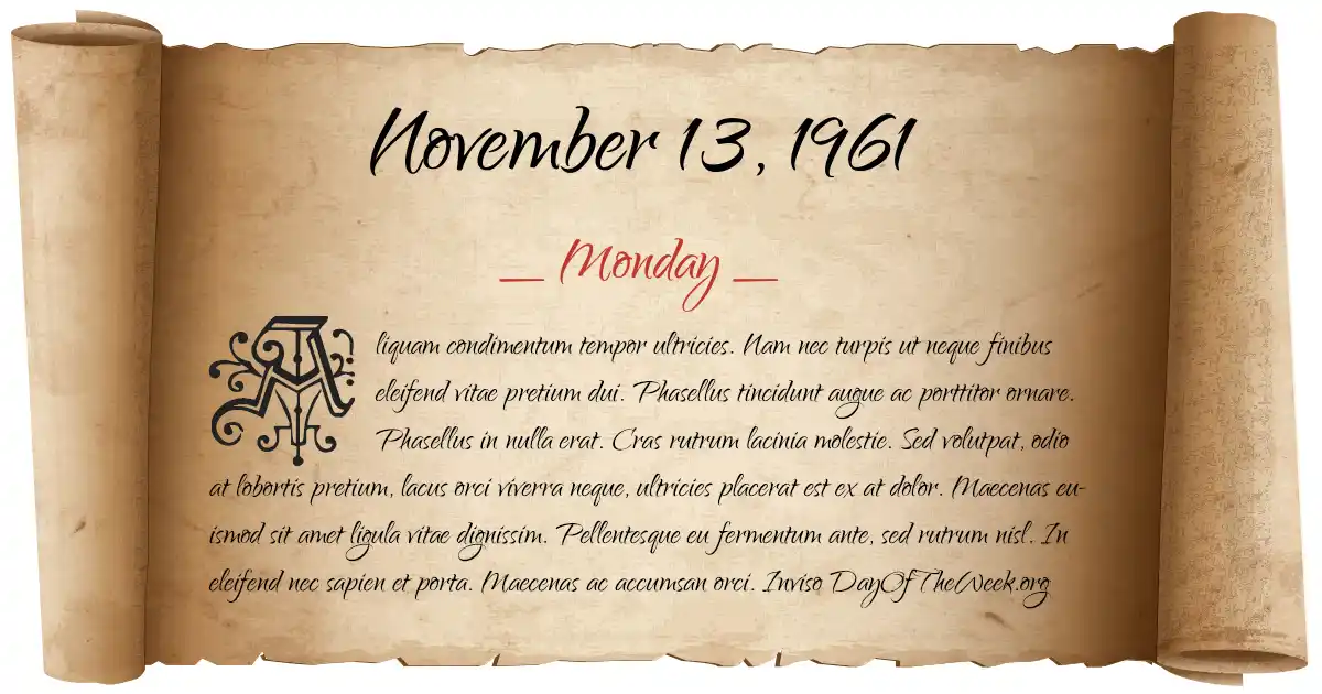 November 13, 1961 date scroll poster
