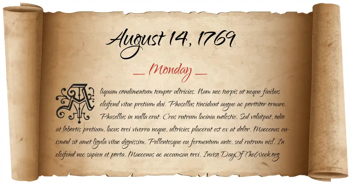 August 14, 1769 date scroll poster