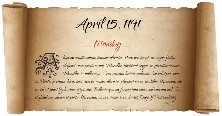 Monday April 15, 1191