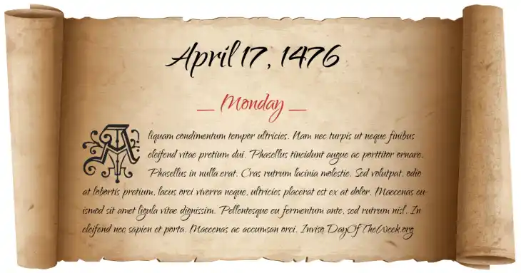 Monday April 17, 1476
