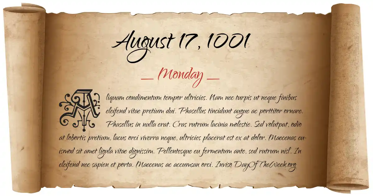 August 17, 1001 date scroll poster