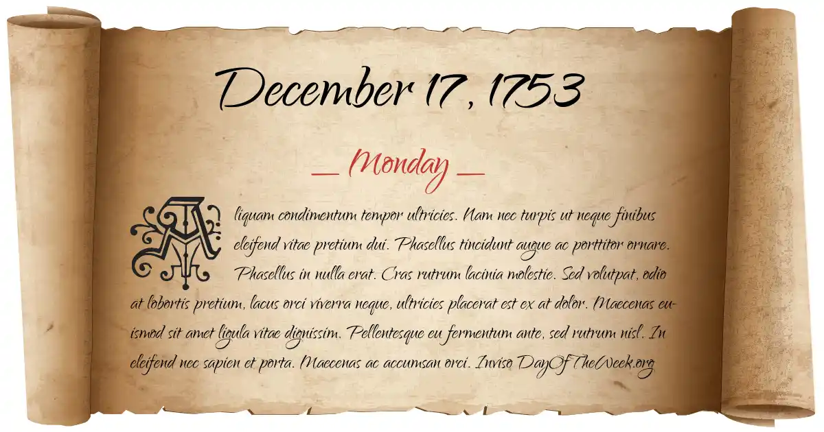 December 17, 1753 date scroll poster