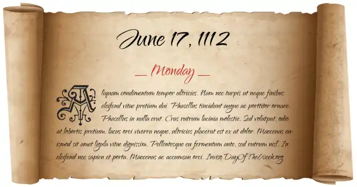 Monday June 17, 1112
