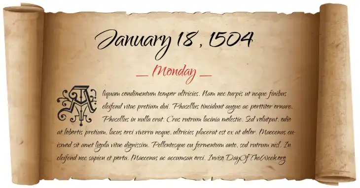 Monday January 18, 1504