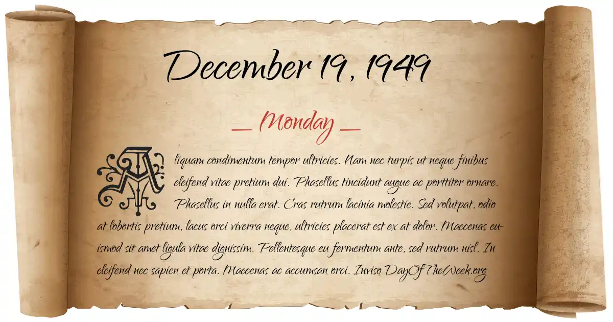 December 19, 1949 date scroll poster