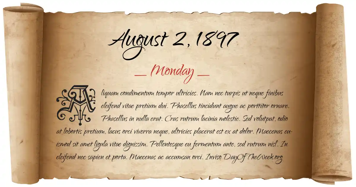 August 2, 1897 date scroll poster
