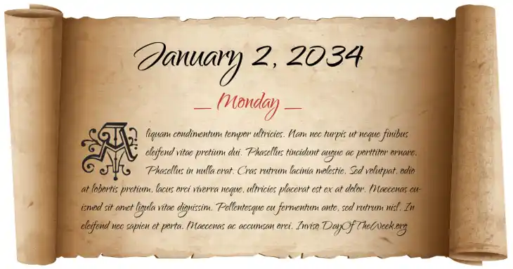 Monday January 2, 2034