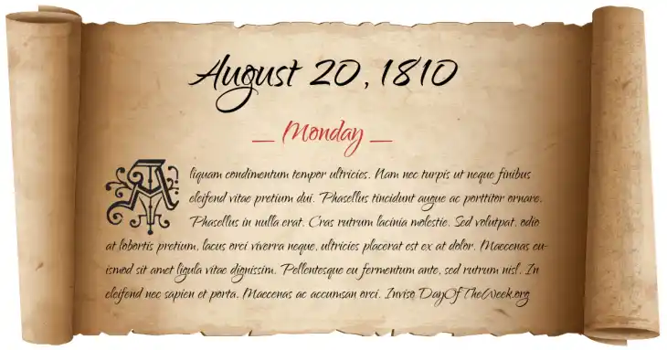 Monday August 20, 1810