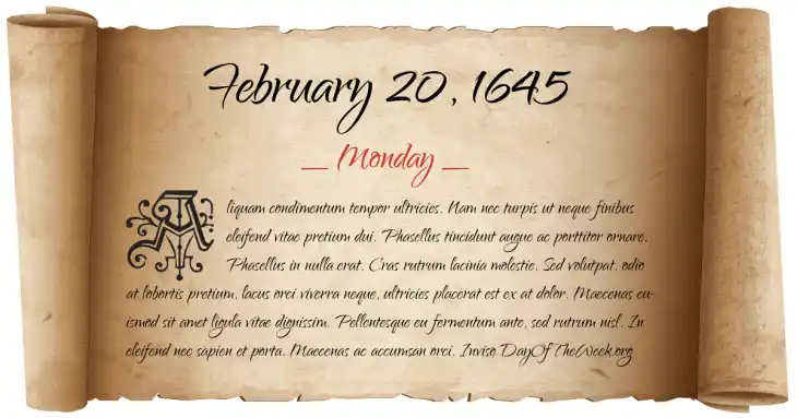 Monday February 20, 1645