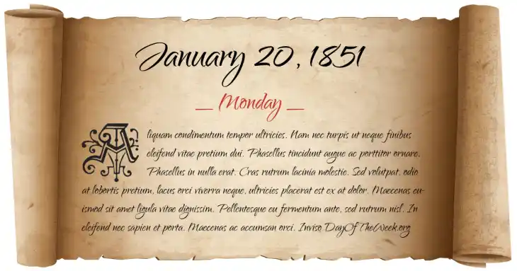 Monday January 20, 1851