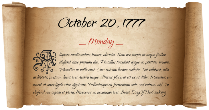 Monday October 20, 1777