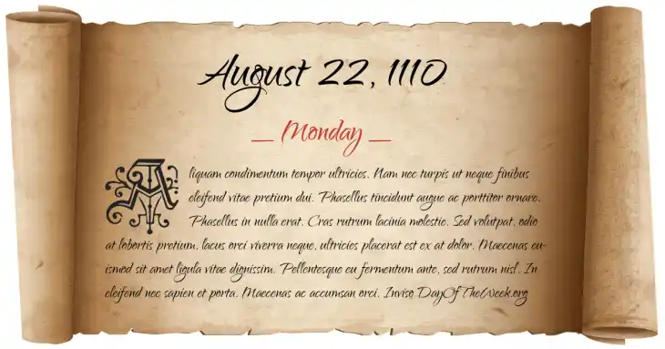 Monday August 22, 1110